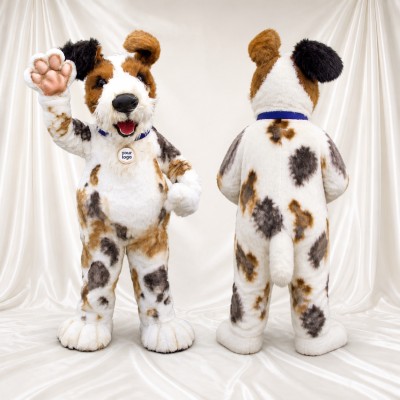 White Spotted Dog Mascot Costume Full Body for Adults School Events