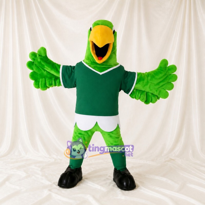 Oiseau vert athlète Costume de mascotte intégral pour adultes Événements sportifs