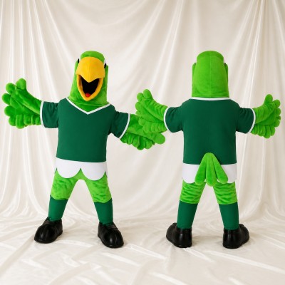 Oiseau vert athlète Costume de mascotte intégral pour adultes Événements sportifs