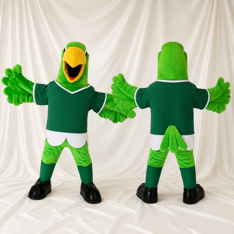 Oiseau vert athlète Costume de mascotte intégral pour adultes Événements sportifs