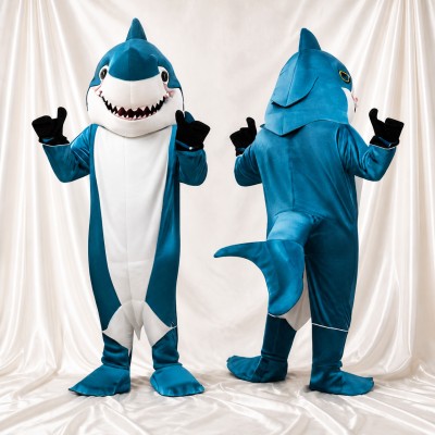 Blue Shark Mascot Costume Full Body for Adults School Events