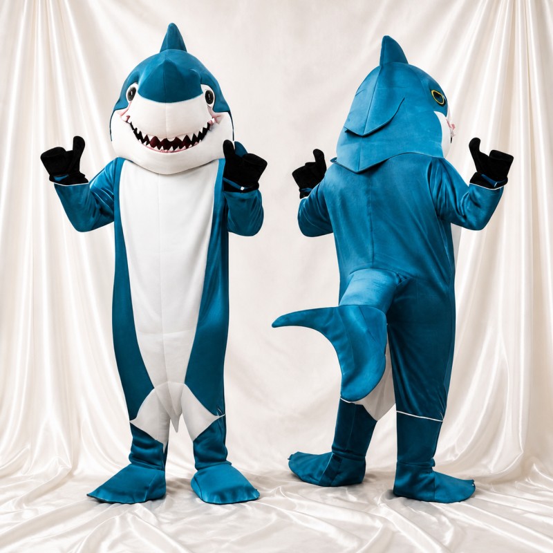 Blue Shark Mascot Costume Full Body for Adults School Events