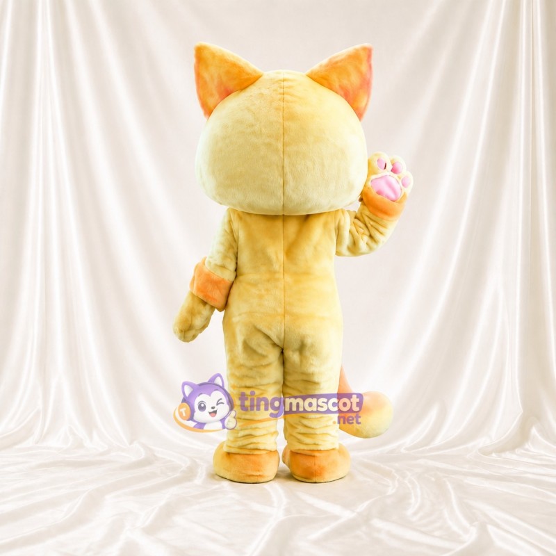 Cream Cat Mascot Costume Full Body for Adults School Events