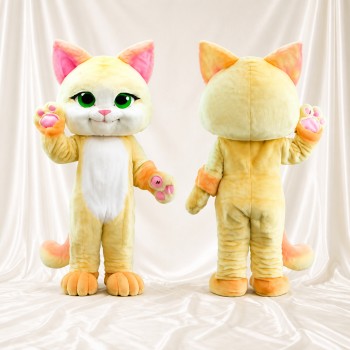 Cream Cat Mascot Costume Full Body for Adults School Events