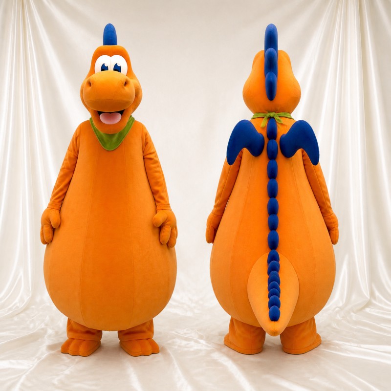 Orange Dinosaur Mascot Costume Full Body for Adults School Events