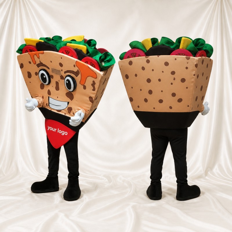 Tan Taco Mascot Costume Full Body for Adults Trade Shows