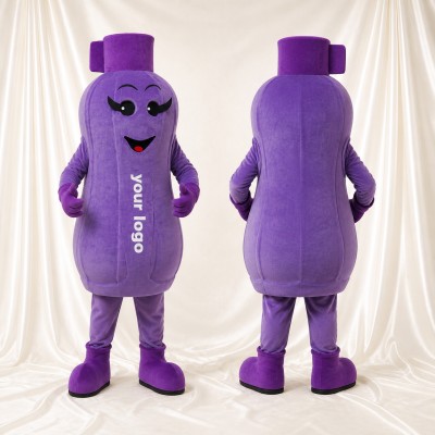 Purple Product Shaped Bottle Mascot Costume Full Body for Adults Trade Shows
