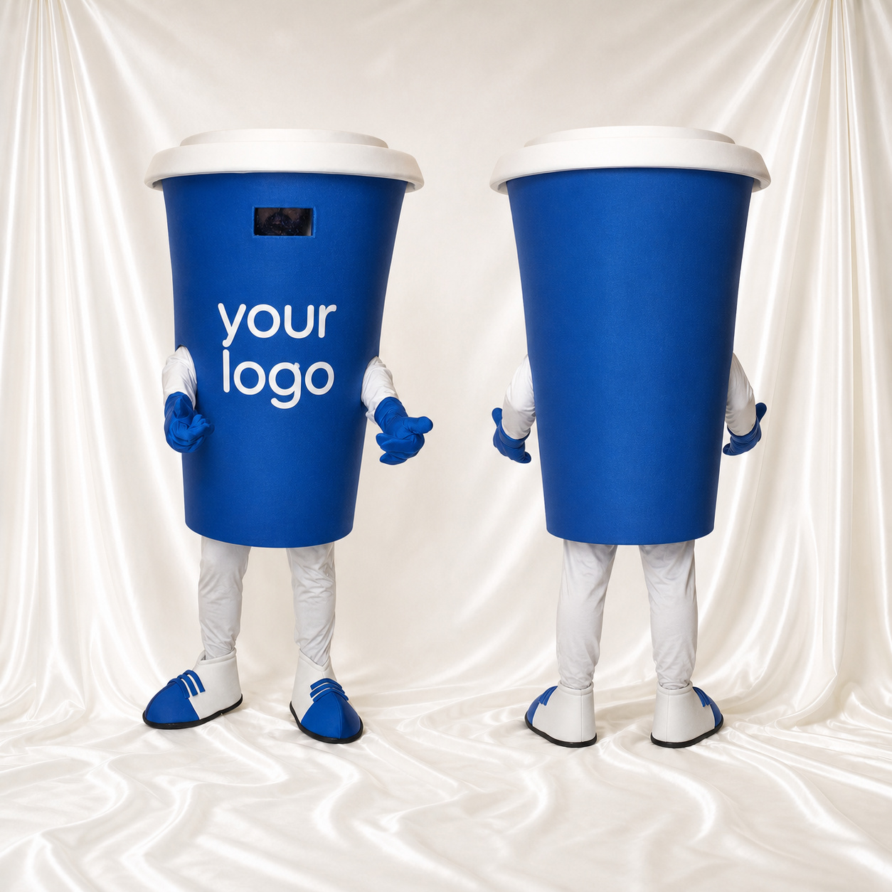 Blue Drink Cup Mascot Costume Full Body for Adults Trade Shows Blue Drink Cup Mascot Costume Full Body for Adults Trade Shows
