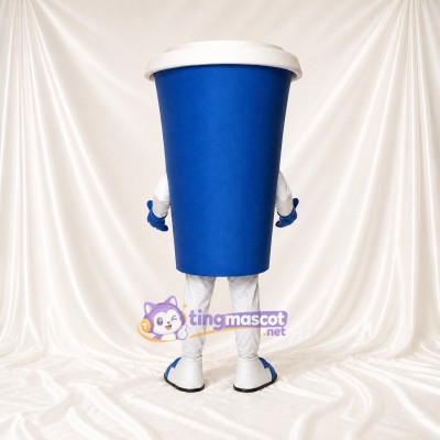 Blue Drink Cup Mascot Costume Full Body for Adults Trade Shows