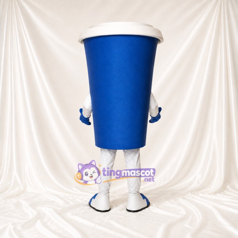 Blue Drink Cup Mascot Costume Full Body for Adults Trade Shows