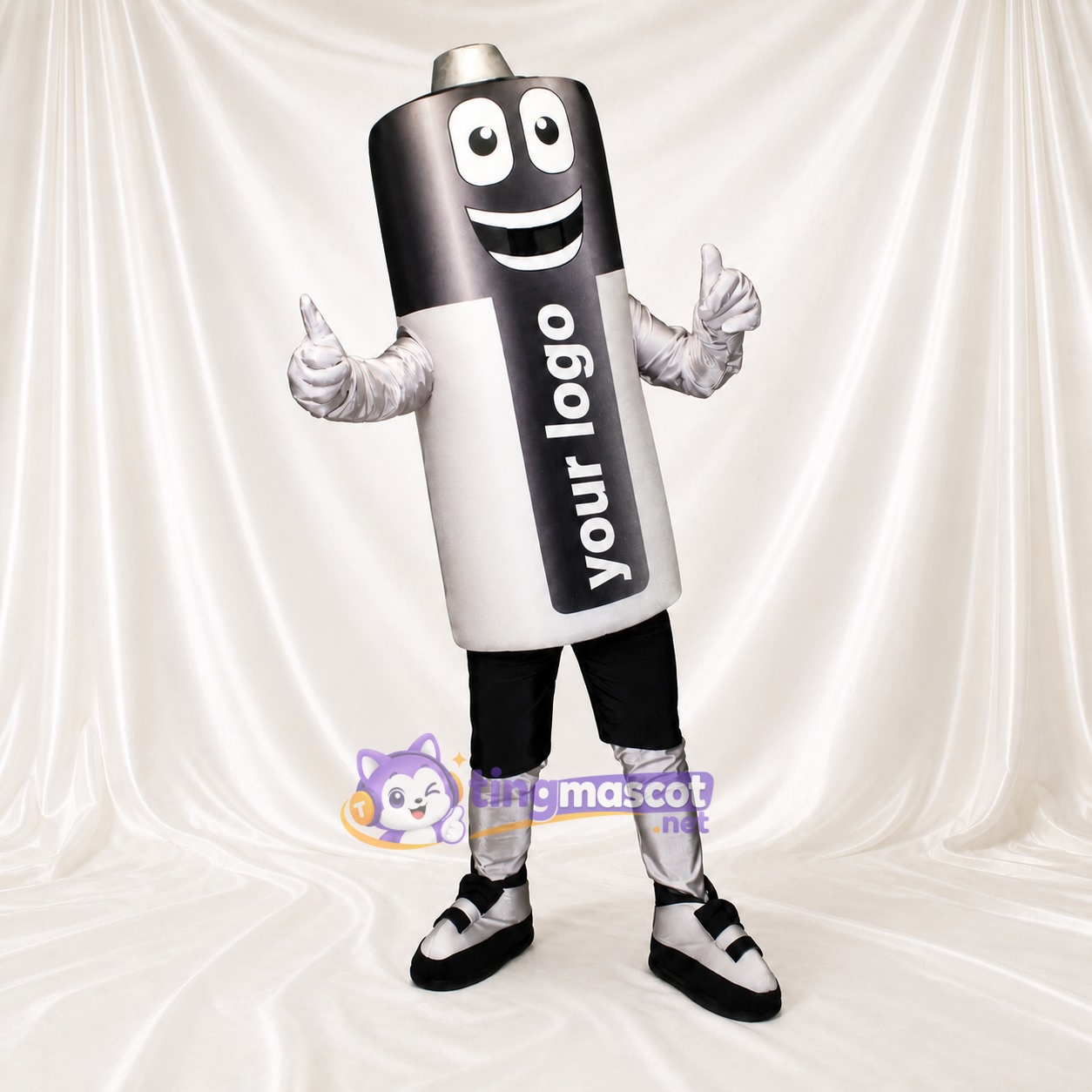Batterie Noire Costume de mascotte intégral pour adultes Salons professionnels Batterie Noire Costume de mascotte intégral pour adultes Salons professionnels