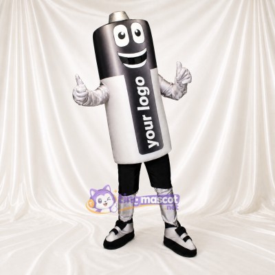 Black Battery Mascot Costume Full Body for Adults Trade Shows