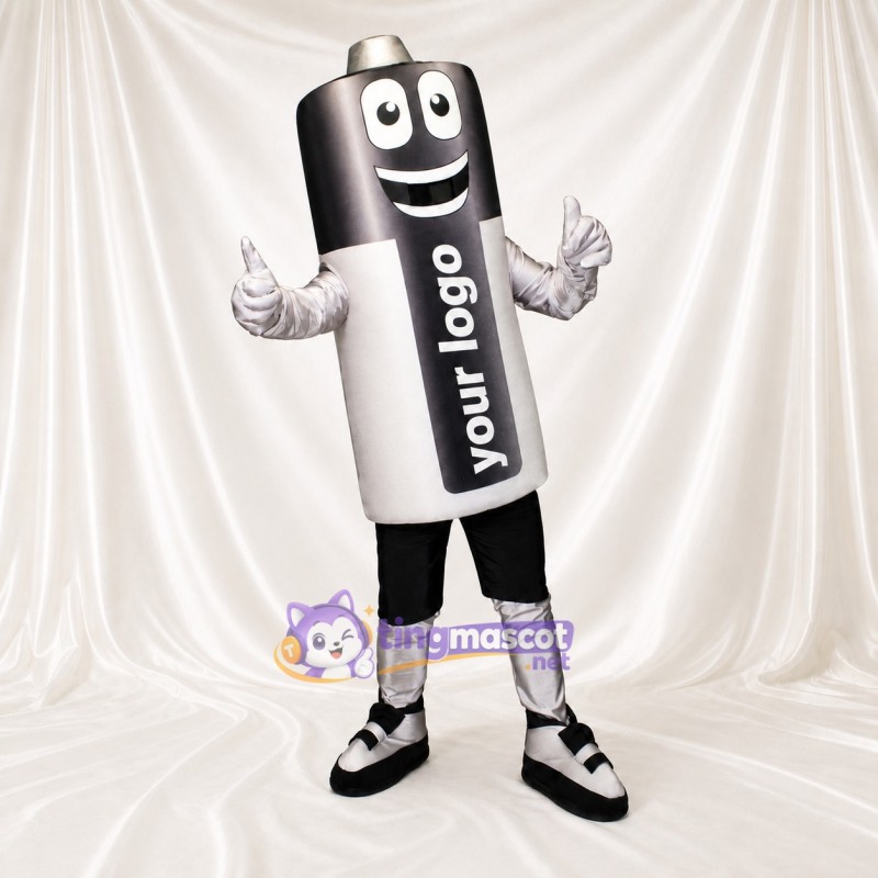 Black Battery Mascot Costume Full Body for Adults Trade Shows