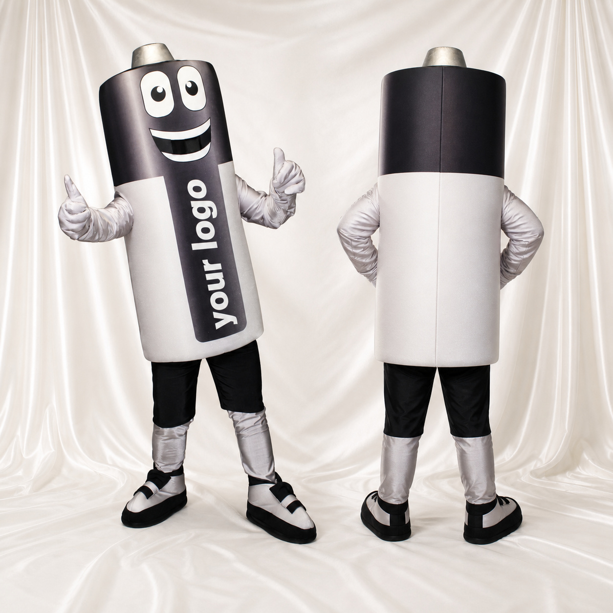Batterie Noire Costume de mascotte intégral pour adultes Salons professionnels Batterie Noire Costume de mascotte intégral pour adultes Salons professionnels