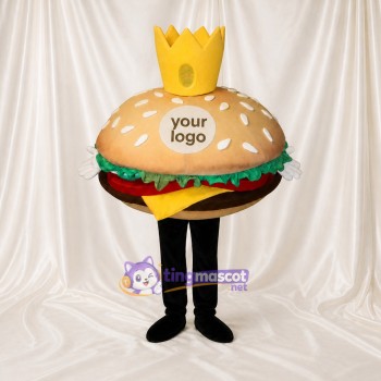 Roi du Hamburger Costume de mascotte intégral pour adultes Événements scolaires