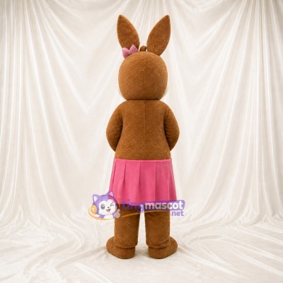 Brown Cartoon Facial Rabbit Mascot Costume Full Body for Adults School Events