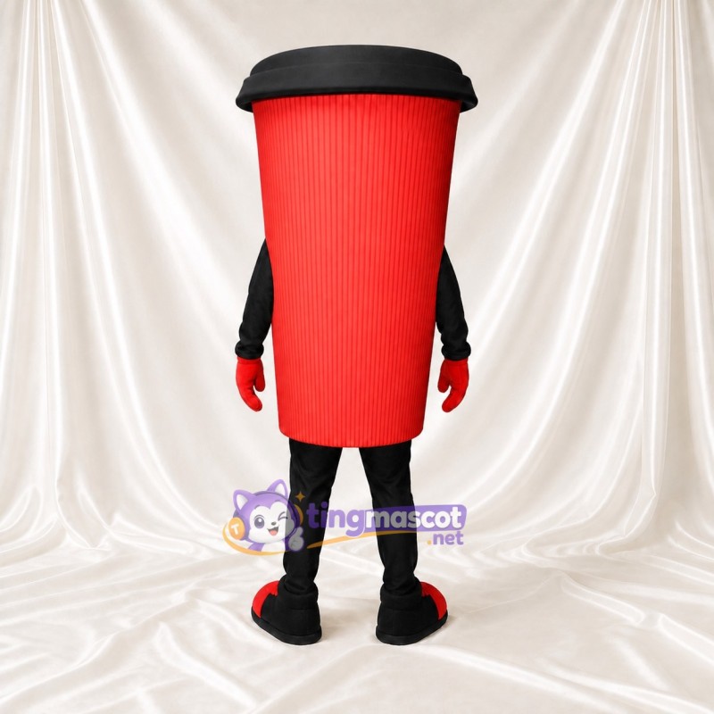 Red Coffee Cup Mascot Costume Full Body for Adults Trade Shows