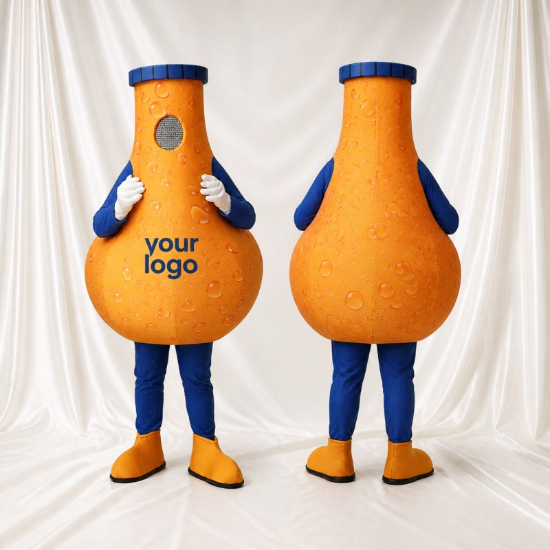 Bouteille en Forme de Produit Orange Costume de mascotte intégral pour adultes Salons professionnels