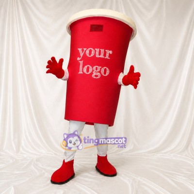Red Drink Cup Mascot Costume Full Body for Adults Trade Shows