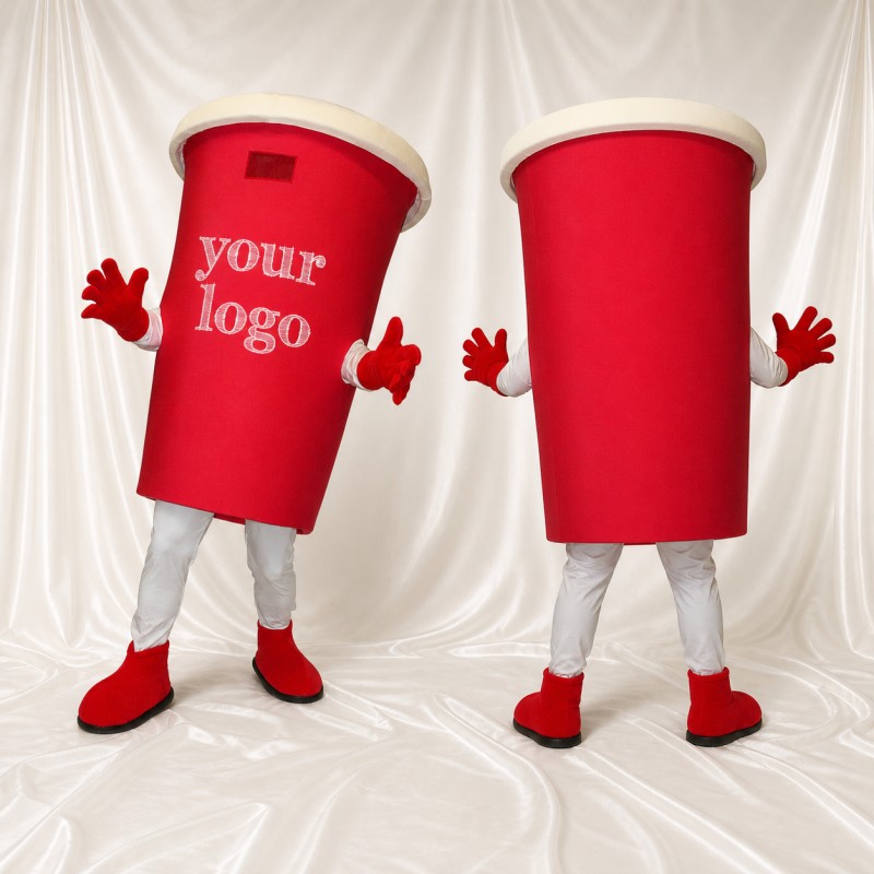 Red Drink Cup Mascot Costume Full Body for Adults Trade Shows