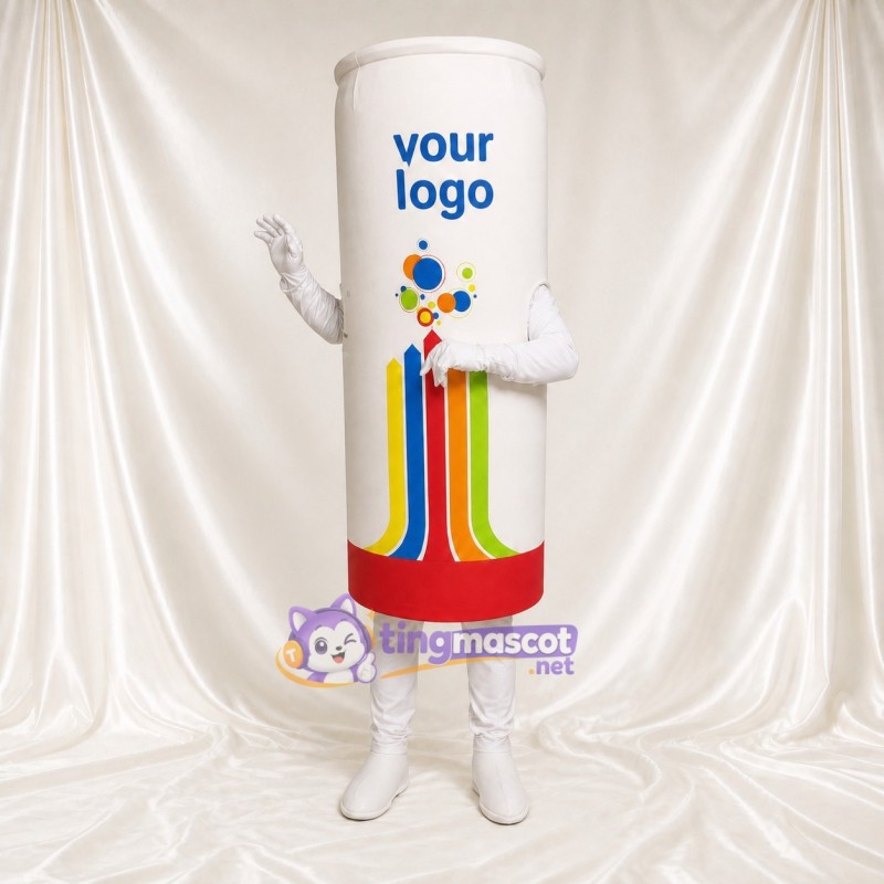 White Tube Character Mascot Costume Full Body for Adults Trade Shows