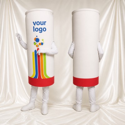 White Tube Character Mascot Costume Full Body for Adults Trade Shows