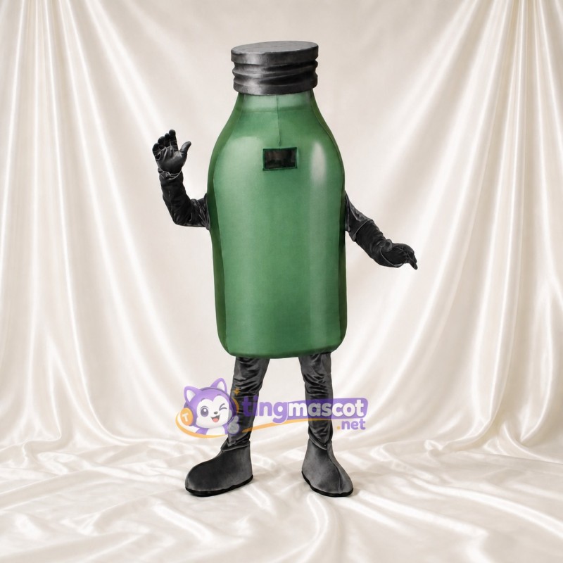 Bouteille en forme de produit vert Costume de mascotte intégral pour adultes Salons professionnels