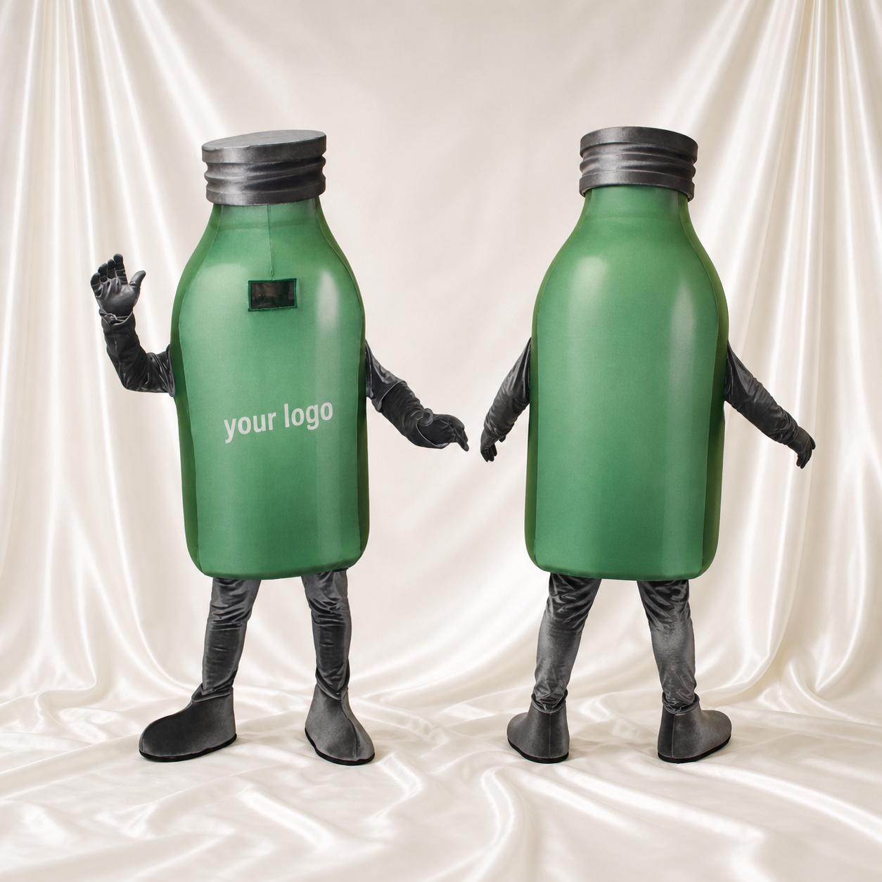 Bouteille en forme de produit vert Costume de mascotte intégral pour adultes Salons professionnels Bouteille en forme de produit vert Costume de mascotte intégral pour adultes Salons professionnels