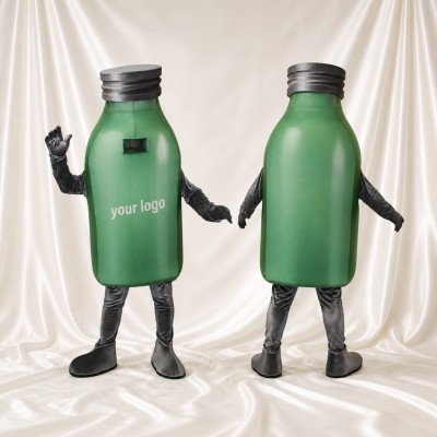 Bouteille en forme de produit vert Costume de mascotte intégral pour adultes Salons professionnels