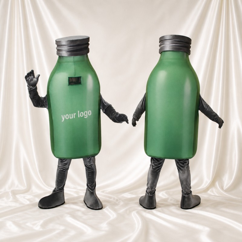 Bouteille en forme de produit vert Costume de mascotte intégral pour adultes Salons professionnels