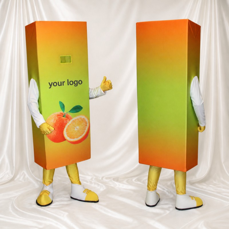 Boîte de Jus d'Orange Costume de mascotte intégral pour adultes Salons professionnels