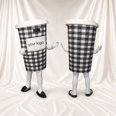 Checkered Cup Mascot Costume Full Body for Adults Trade Shows