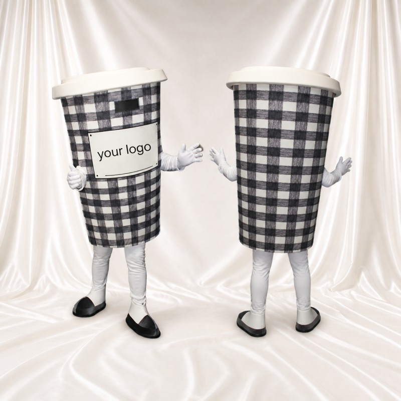 Checkered Cup Mascot Costume Full Body for Adults Trade Shows