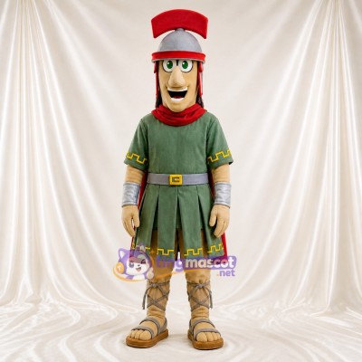 Green Roman Soldier Mascot Costume Full Body for Adults School Events