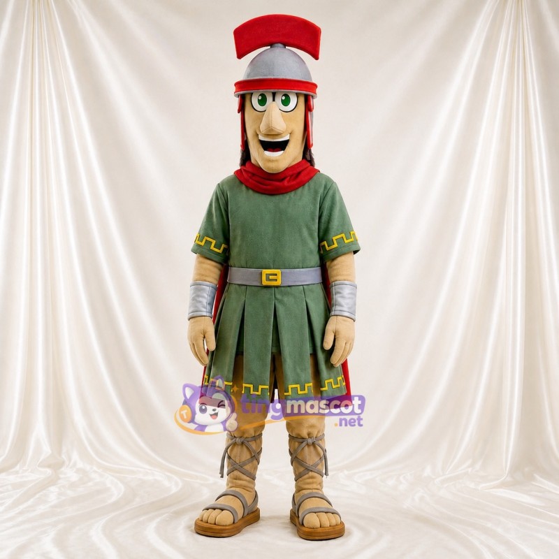 Green Roman Soldier Mascot Costume Full Body for Adults School Events