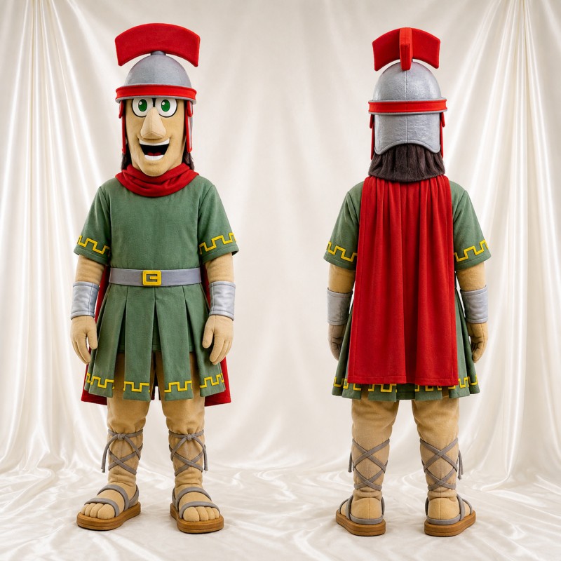 Green Roman Soldier Mascot Costume Full Body for Adults School Events