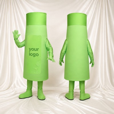 Green Palette Bottle Mascot Costume Full Body for Adults Trade Shows