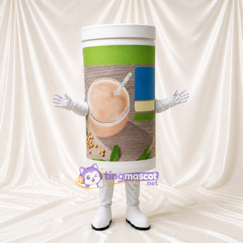 White Drink Cup Mascot Costume Full Body for Adults Trade Shows