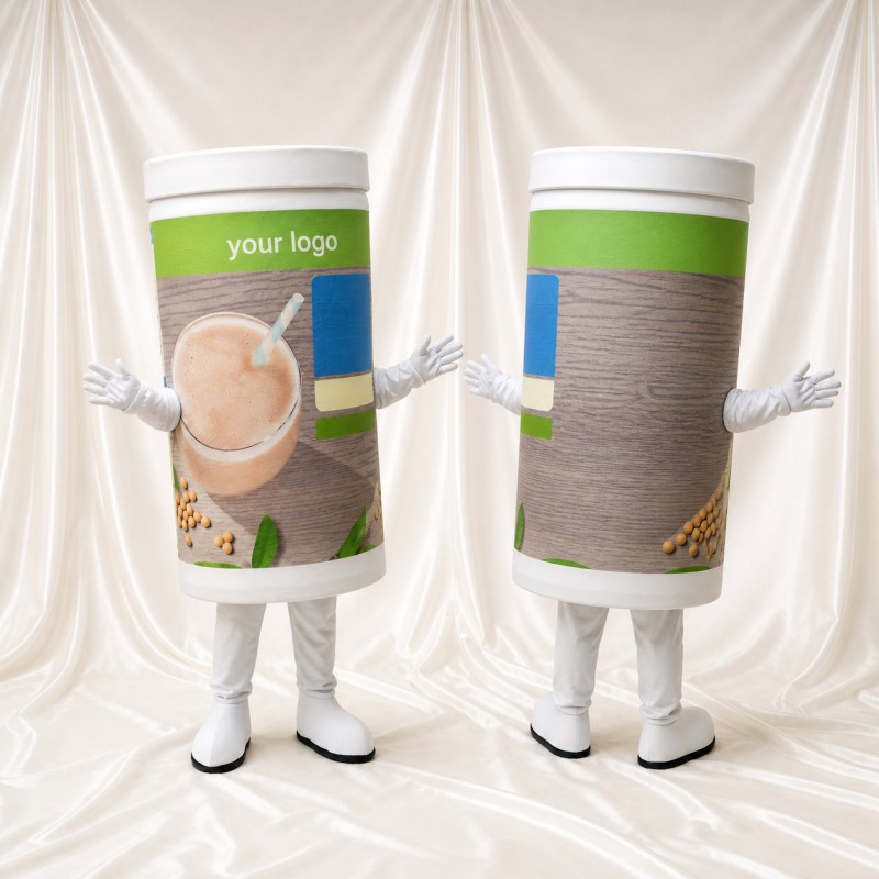 White Drink Cup Mascot Costume Full Body for Adults Trade Shows