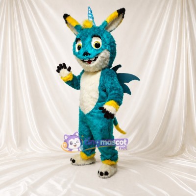 Teal Dragon Mascot Costume Full Body for Adults School Events