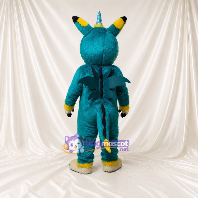 Teal Dragon Mascot Costume Full Body for Adults School Events