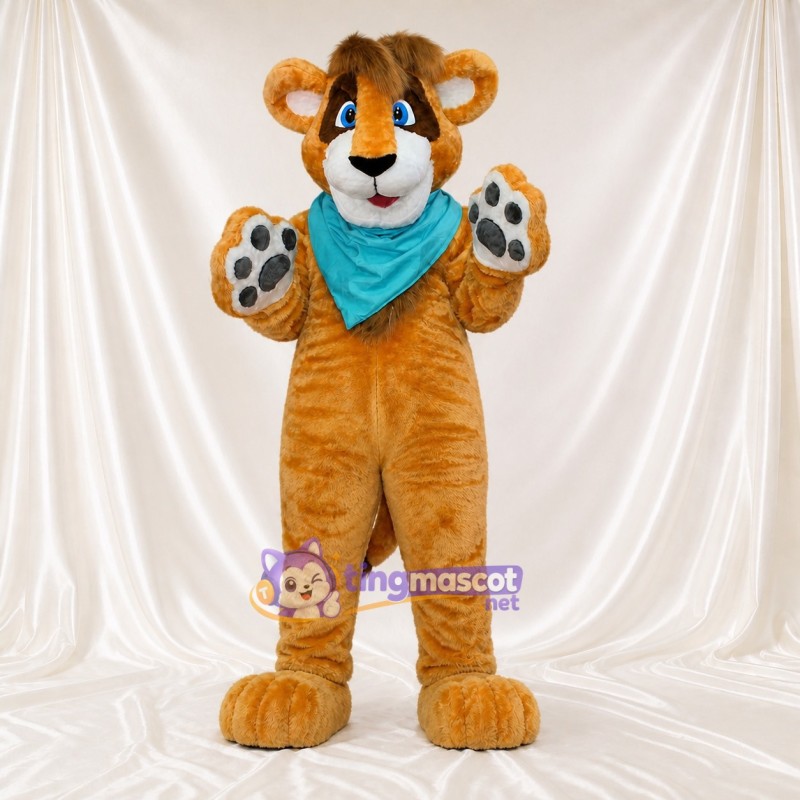 Costume de mascotte lion beige intégral pour adultes – événements scolaires