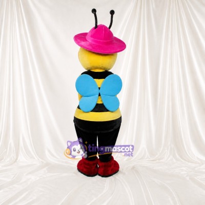 Yellow and Pink Bee Mascot Costume Full Body for Adults School Events