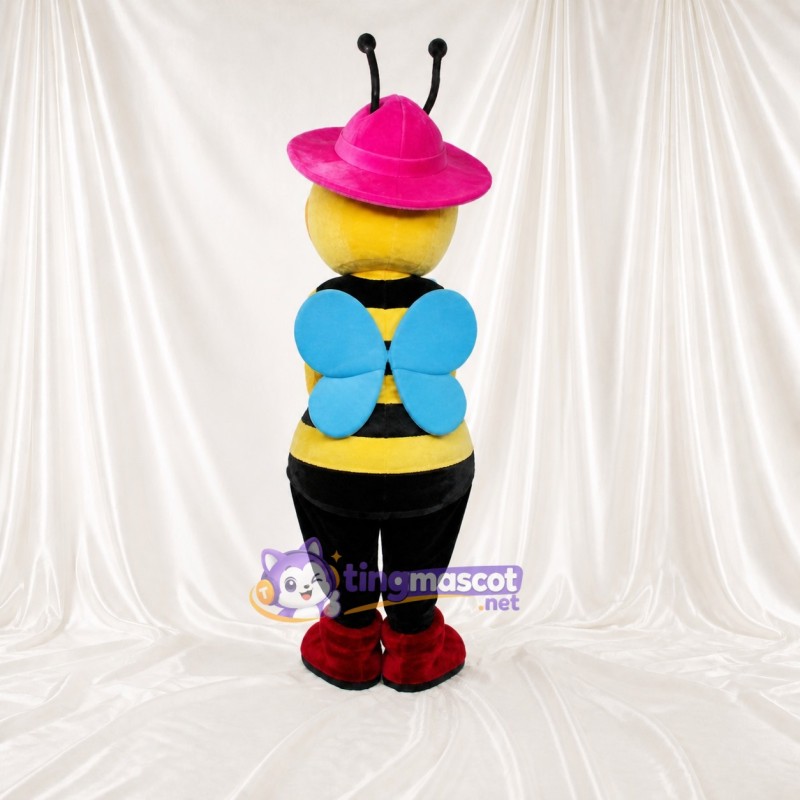 Yellow and Pink Bee Mascot Costume Full Body for Adults School Events