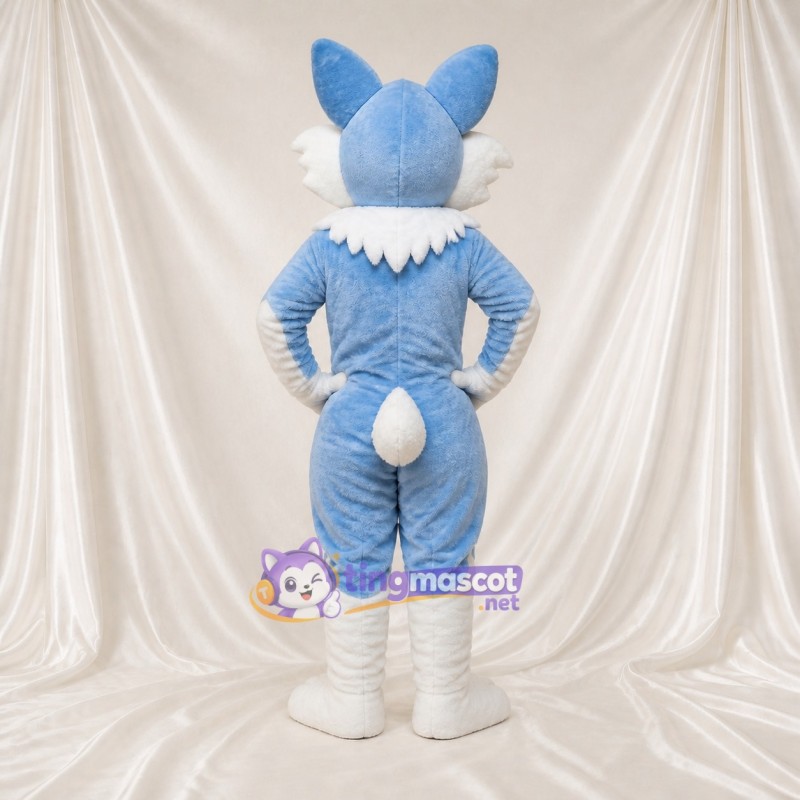 Light Blue Fox Mascot Costume Full Body for Adults School Events