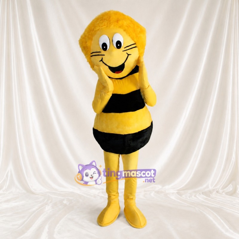Yellow and Black Bee Mascot Costume Full Body for Adults School Events