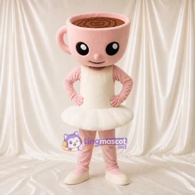 Coffee Cup Ballerina Mascot Costume Full Body for Adults School Events