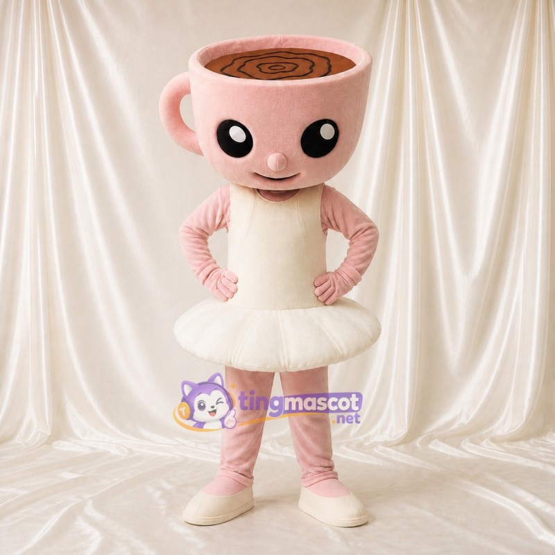Coffee Cup Ballerina Mascot Costume Full Body for Adults School Events
