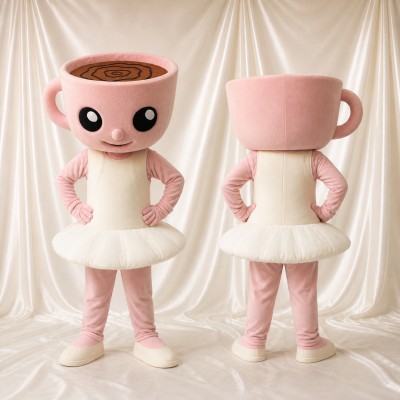 Coffee Cup Ballerina Mascot Costume Full Body for Adults School Events