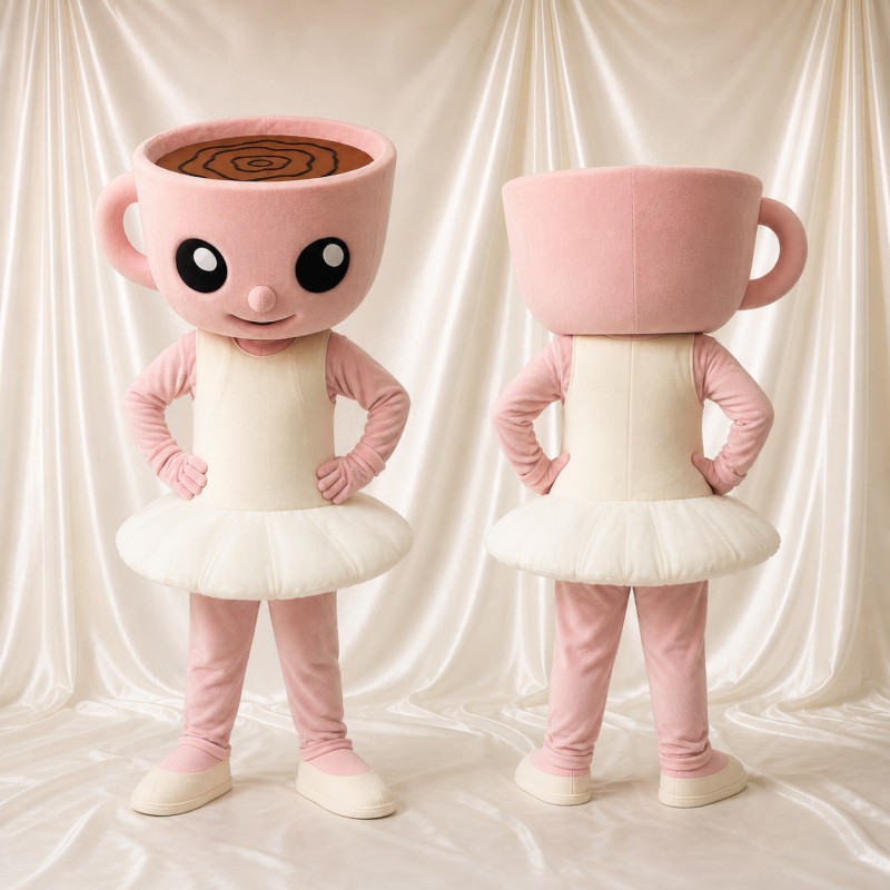 Coffee Cup Ballerina Mascot Costume Full Body for Adults School Events
